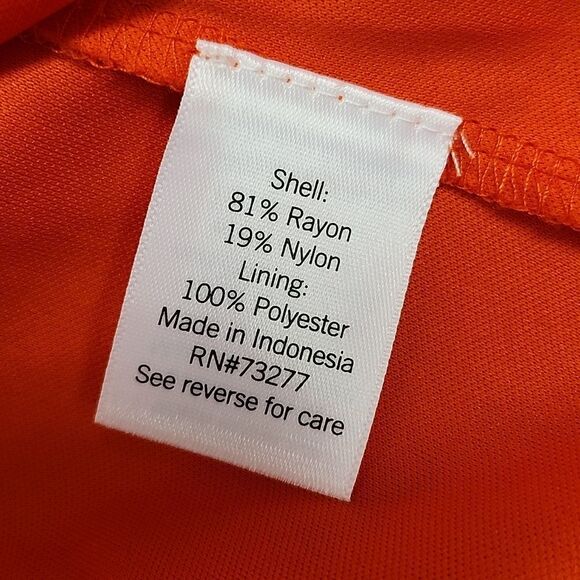 NINEโWEST Women's Orange Red Patterned Dress Spring Summer Maxi Umpire Waist L - Picture 10 of 10